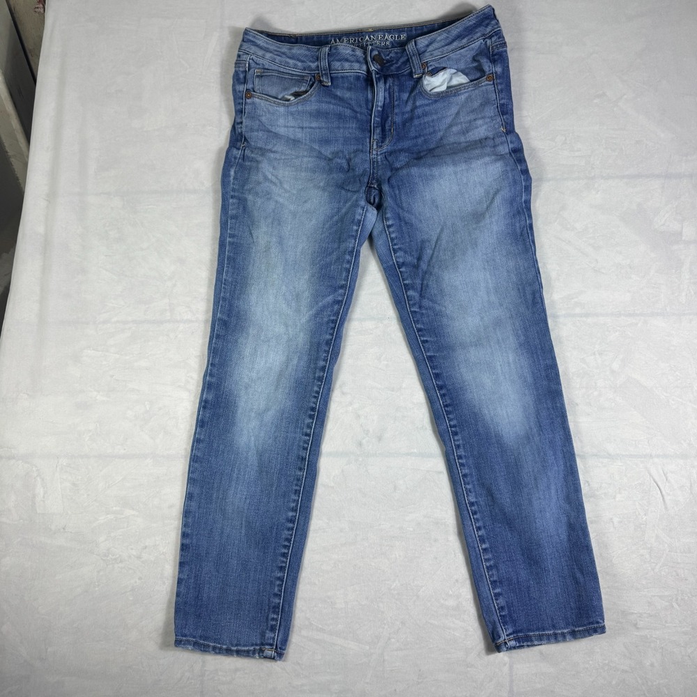 American‎ Eagle Outfitters Womens Skinny Jeans Blue Denim Super Stretch 8 Short
